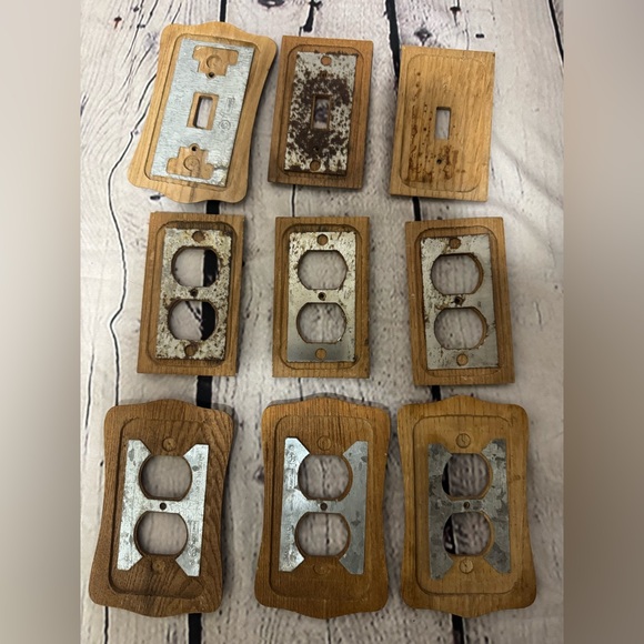 Vintage oak Rustic Wooden Light Switch and Outlet Covers set of 9 - Picture 2 of 11